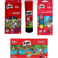 1000 Çeşit Hediye Dünyası Pritt Okul Seti Kuru Boya  Küçük Sulu Boya Pastel Boya 11GR Stick Yapıştırıcı