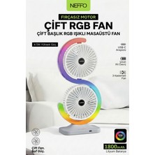 Neffo Rgb Fan Fırçasız Motorlu Masaüstü Vantilatör |usb-C Şarjlı, 3 Kademeli, Sessiz ve Güçlü Mini Fan