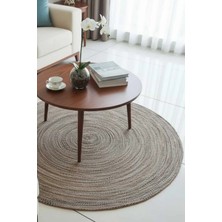 Home İnn Yuvarlak Doğal Dokulu Dekor Halısı – Hasır Görünümlü Bohem Minimal Salon Halısı