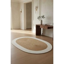 Home İnn Doğal Ton Geçişli Oval Halı Krem & Kahve | Minimal Salon Dekoru | Sıcak ve Şık Zemin Dokunuşu