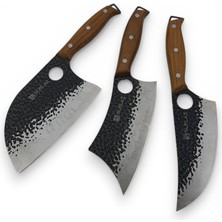 SürLaz 3 Parça Kamp Bıçağı Dövme Özel Üretim Hediyelik Bıçak Şef Bıçağı