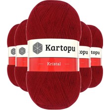 Die Grup 5 Adet Kristal Çift Katlı El Örgü Lif Ipi Koyu Kırmızı K125