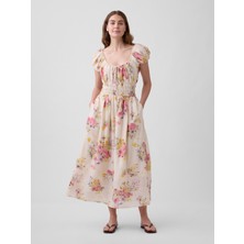 Gap Kadın Çok Renkli Floral Voile Smocked Maxi Elbise