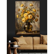 Artmeg Vazoda Sarı Güller Bahar Buketi Dekoratif Kanvas - Mdf Ahşap Tablo