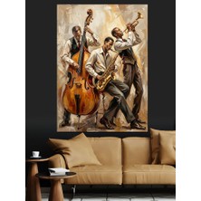 Artmeg Jazz Grubu ve Müzisyenler Portresi Dekoratif Kanvas - Mdf Ahşap Tablo