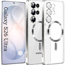 Alstrap Samsung Galaxy S26 Ultra Kılıf Uyumlu Şeffaf Kenarı Renkli Lens Korumalı Silikon Kılıf