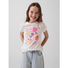 Gap Kız Çocuk Beyaz Grafik Baskılı T-Shirt (2’li)