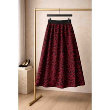 BBS Kız Çocuk Beli Lastikli Astarlı Leopar Desenli Tam Boy Uzun Etek