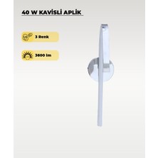 AC Aydınlatma 40W LED Kavisli Aplik – 3 Renk Işık (Sarı/beyaz/gün Işığı) Krom Modern Duvar Aydınlatması