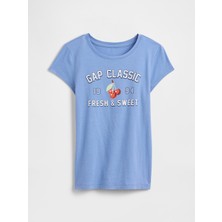 Gap Kız Çocuk Açık Mavi Kids Grafik T-Shirt
