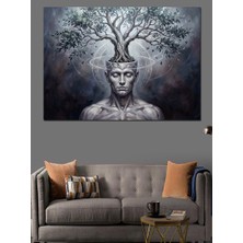 Artmeg Zihninden Ağaç Çıkan Insan Büstü Dekoratif Kanvas - Mdf Ahşap Tablo