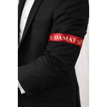 Dilex Damat Sadıç Kol Kurdelesi Kırmızı Saten Varak Baskılı Damat Sadıç  Kolluğu, Kına Gecesi ve Düğün Sadıç Aksesuarı