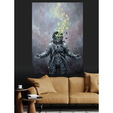 Artmeg Uzay Kaskından Çıkan Yeşil Bitkiler Dekoratif Kanvas - Mdf Ahşap Tablo