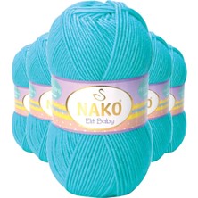 Die Grup 5 Adet Elite Baby El Örgü Ipi Tüylenmeyen Bebek Yünü Turkuaz 3323