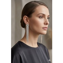Tılsım Accesories Sallantılı Zincir Küpe Beyaz 12CM.