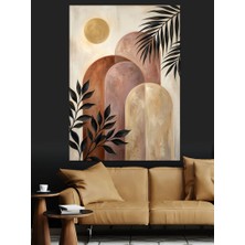 Artmeg Modern Soyut Yaprak ve Formlar Dekoratif Kanvas - Mdf Ahşap Tablo