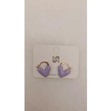 Tılsım Accesories Mor Kalp Küpe Gold