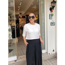 Bebe Taşlı Pamuk Crop T-Shirt