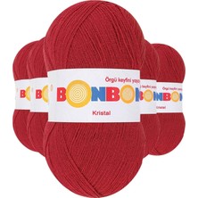 Die Grup 5 Adet Kristal El Örgü Lif Ipi Koyu Kırmızı 98237