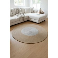 Home İnn Yuvarlak Bohem Halı – Hasır Görünümlü Jüt Stil Dekoratif Salon Halısı
