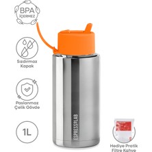 Espressolab Frank Green Neon Turuncu Pipetli Çelik Termos 1 L NO:122