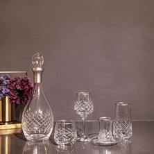 Sudeka 31 Parça 6 Kişilik Kareçubuk Gümüş El Dekor Kristal Kesme Cam Su Takımı