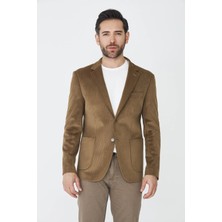 White Stone Kahverengi Fitilli Kadife Slim Fit Blazer Ceket