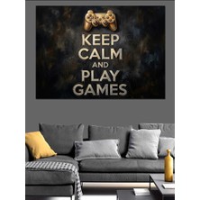 Artmeg Oyun Oyna Yazılı Modern Kumanda Dekoratif Kanvas - Mdf Ahşap Tablo