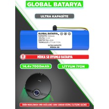 Global Batarya Midea S8 Uyumlu Robot Süpürge Bataryası 14.4V 7000MAH Li-Ion Pil (Ultra Kapasite)
