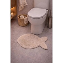 Eyprich Kuzu Peluş Süet Taban Ince Banyo Paspası - Balık Desenli Yumuşak Tüy Dokusu