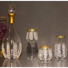 Sudeka 37 Parça 12 Kişilik Başak Kristal Kesme Gold Cam Su Bardak Takımı,meşrubat Bardağı Seti