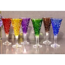 Sudeka 6 Parça Renkli Cam Meşrubat Bardak-Kadeh Bardak 250CC