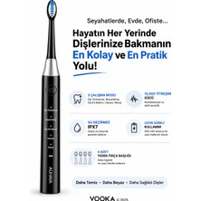 vooka Elektrikli Diş Fırçası Şarjlı 5 Mod 15000 Titreşim Ipx7 Su Geçirmez 4 Yedek Başlık