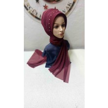 Ergül Hazır Duvak Simli Bordo Nuray Model Duvak,hazır Duvak,düğün,hazır Şal,hazır Türban,abiye Şal,sünnet,nişan,söz
