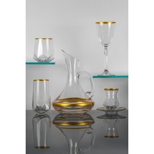 Sudeka 61 Parça 12 Kişilik Diamond Gold Bardak-Meşrubat-Su Takımı