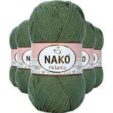 Die Grup 5 Adet Pırlanta Amigurumi El Örgü Ipi Yünü Haki Yeşil 11253