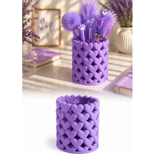 Omilife Kalp Figürlü 3D Baskı Masa Üstü Organizer Kalemlik Makyaj Fırçası Tutucu Dekoratif Masa Üstü  Stand