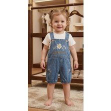 Kidzes Kız Bebek 2'li Çiçek Desenli Pamuklu Tişörtlü Salopet Takım