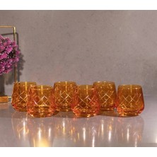 Sudeka 6 Parça Kristal Kesme Renkli Cam Bardak 345 cc