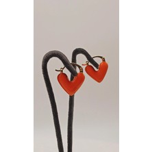 Tılsım Accesories Turuncu Kalp Küpe Gold