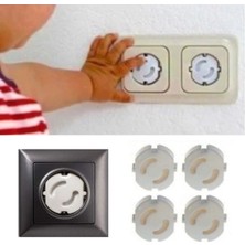 TKÇ  4 Parça Çocuk Güvenlik Topraklı Priz Kapağı Seti-Priz Içi Güvenlik Düğmesi