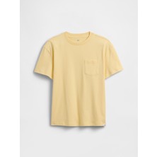 Gap Erkek Çocuk Sarı Kids Everyday Soft Stripe Pocket T-Shirt