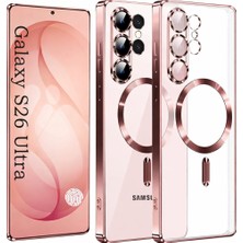 Alstrap Samsung Galaxy S26 Ultra Kılıf Uyumlu Şeffaf Kenarı Renkli Lens Korumalı Silikon Kılıf