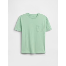 Gap Erkek Çocuk Açık Yeşil Kids Everyday Soft Stripe Pocket T-Shirt
