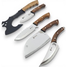 SürLaz Kamp Bıçak Set 5 Parça Kamp Mutfağı Bıçakları Baltalı Kılıflı Set