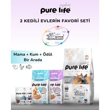 Pure Life Purelife Plus 2 Kedili Evler Için Ekonomik Set 10 kg Tavuklu Yetişkin Mama 20LT Kum & 2 Ödül Maması