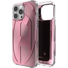 Diesel iPhone 16 Pro Max Uyumlu Oval D Aynalı (Mirror) Kılıf - Pembe