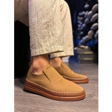 ÖNÇ - PRİME Bağcıksız Mevsimlik Süet Ayakkabı  Taba