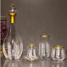 Sudeka 49 Parça 12 Kişilik Başak Kristal Kesme Gold Cam Su Bardak Takımı,meşrubat Bardağı Seti