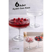 Karawent Home Ayaklı 6'lı Cam Dondurmalık - Çerezlik, Dondurmalık ve Tatlı Sunum Kasesi 225 ml Krw-17